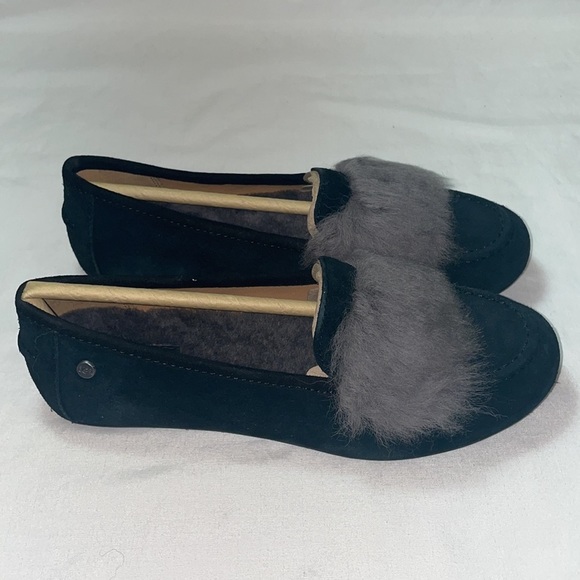 New Women's Ugg Wisp Suede Loafer in Black & Charcoal Size 6 - Picture 6 of 16